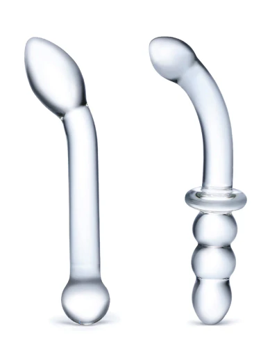 2-Piece G-Spot Pleasure Glass Dildo Set