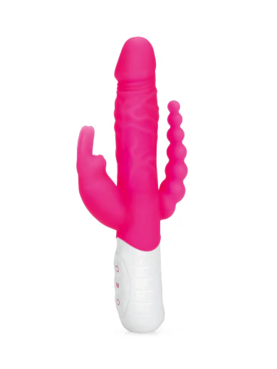Rabbit Essentials Slim Realistic Double Penetration Vibrator with Rotating Beads