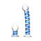 2-Piece Double Penetration Glass Swirly Dildo & Butt Plug Set